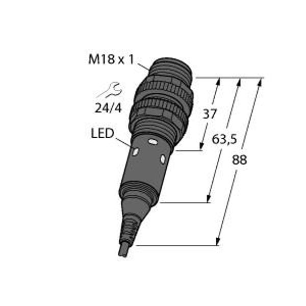 Photoelectric Sensor Opposed Mode Sensor (Emitter)   M18-3NAEL-2M image 1