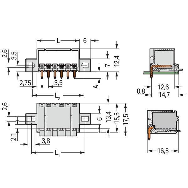 2091-1424/005-000 THT male header; 1.0 mm Ø solder pin; angled image 4