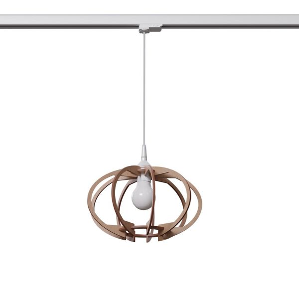 HANGING LAMP 3 PHASE MANDELINO NATURAL WOOD E27 WHITE image 1