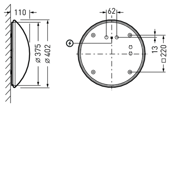 Wall and ceiling luminaire Mondia Diffuser White around ETDD 17W 2000lm Lambertian (L) IP40 IK06 3 SDCM image 1