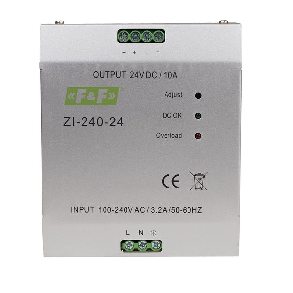 industrial switching power supply, input voltage 90Ã·264V AC/120Ã·370V DC, P=240W, output voltage 24V DC image 2