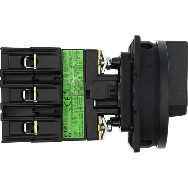 P3-100/V/SVB-SW Main switch, P3, 100 A, rear mounting, 3 pole, STOP function, With black rotary handle and locking ring, Lockable in the 0 (Off) position image 38