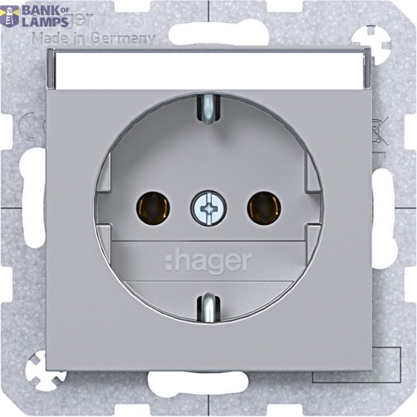 SCHUKO wall socket, text field, plug-in type, A.x/C.x, titanium image 1