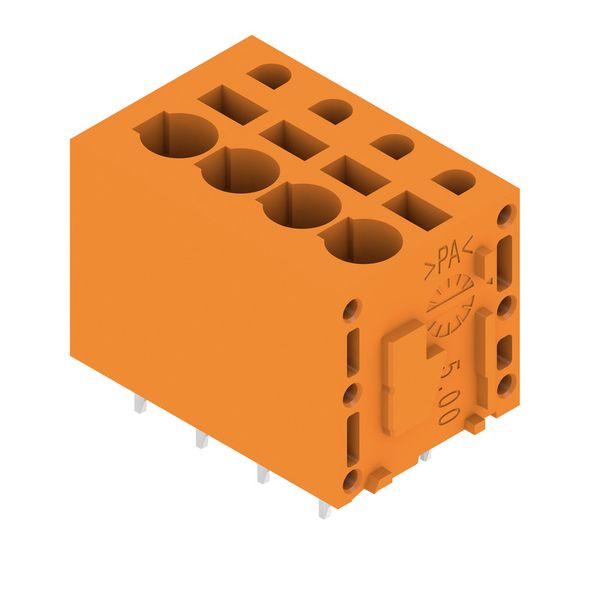 Printed circuit board terminals, 5.00 mm, Number of poles: 4, 180°, Solder pin length (l): 3.5 mm, tinned, orange, PUSH IN without actuator, Clamping range, max. : 2.5 mm², Box image 2
