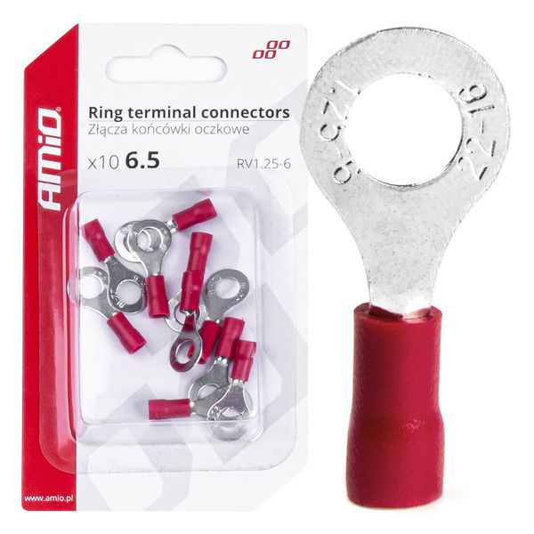 Ring terminal connectors RV 1.25-6 10 pcs image 1