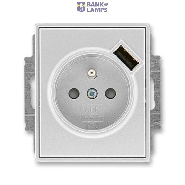 5569E-A02357 08 Socket outlet with earthing pin, shuttered, with USB charging ; 5569E-A02357 08 image 1