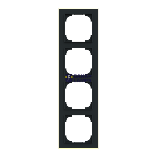 1724-453M-500 Cover  with decor ring, 4gang black matt gold image 1