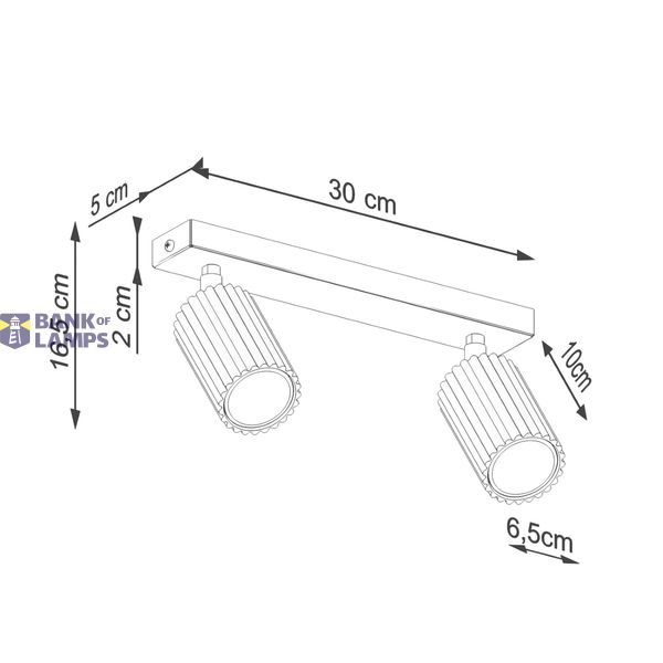 CEILING STRIP WITH TWO MOVABLE GREEN REFLECTORS, CARBON SERIES 2XGU10 image 7