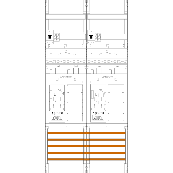 Counter field ER26-16-HSP, 2 fields, H=1050mm, 2-eHZ 16mm², 2 HSP, 2 Res. (ER26-16-HSP) image 1