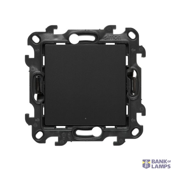 Two-way switch with LED illumination without pictogram, (module), Simon 24, IP20/IP44, 10AX, black matt image 1