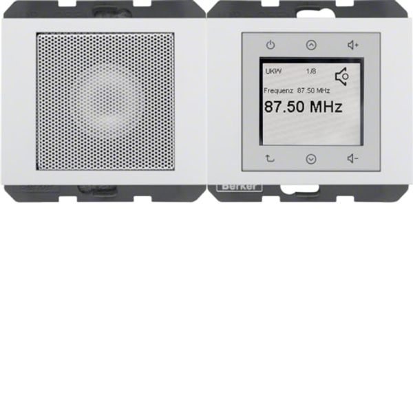 Radio Touch, 230 V AC, 50/60 Hz, Stereo FM radio with RDS, Berker K.1, white, gloss image 1