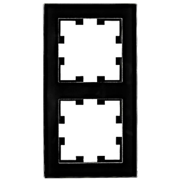 Two gang frame, glass black image 1