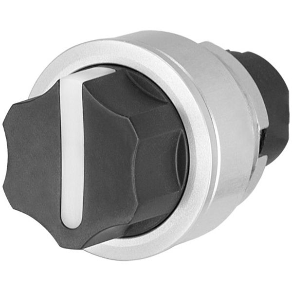 Knob selector switch, illuminated, white, flush-mount, 3-position, Cam O image 1