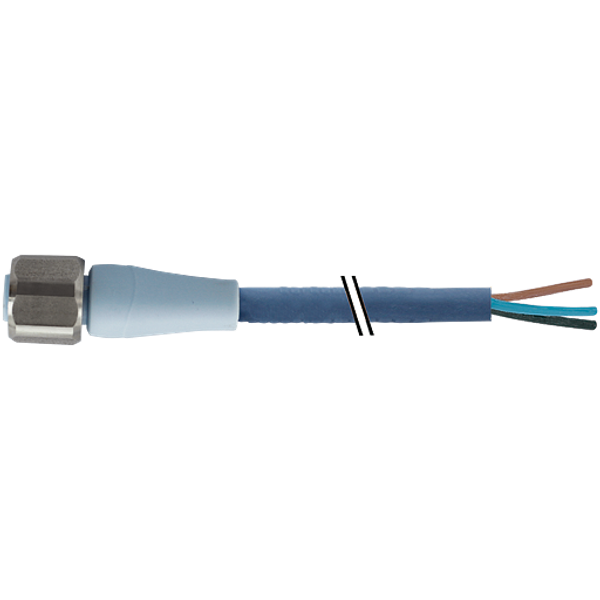M12 female 0° A-cod. with cable F&B Pro TPE-S 4x0.34 bu UL robot image 1