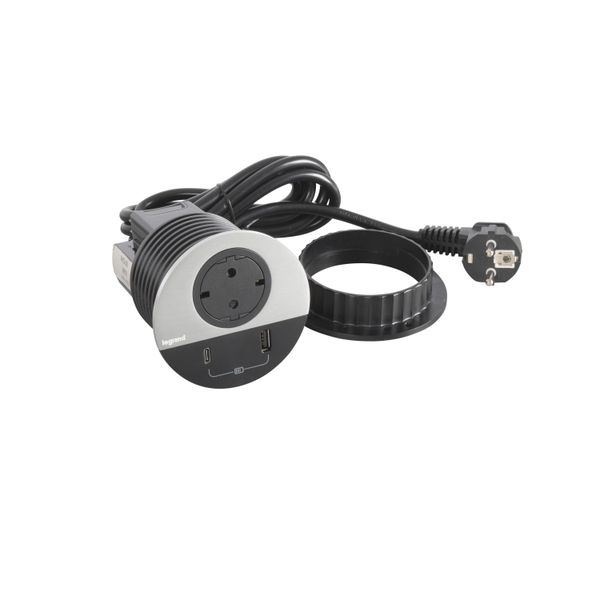 DISQ80 METAL SOCKET SCH USB A+C 2M CORD image 1