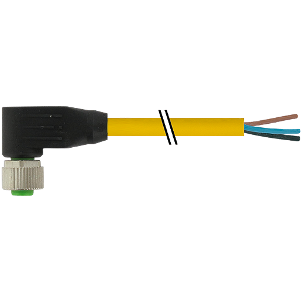 M12 female 90° A-cod. with cable PUR 8x0.25 ye UL/CSA+drag ch. 3m image 1