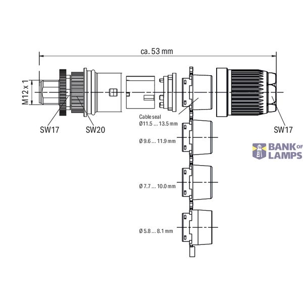 Fitted pluggable connector 5-pole, shielded M12 plug, straight image 4