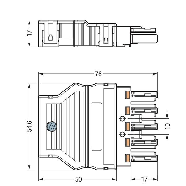 Socket with strain relief housing 5-pole white image 5