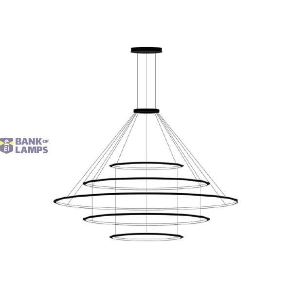 Pendant Circular Inward 5 Rings (ø1200 ø2000 ø3000 ø2000 ø1200) LED 494.6W 15481lm 2400K White image 1