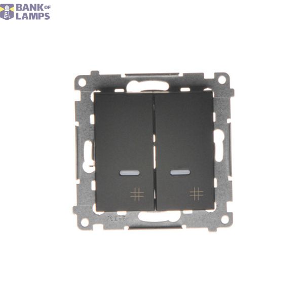 Double intermediate switch with indicator LED light, (module), 10AX, quick connection, black matt image 1