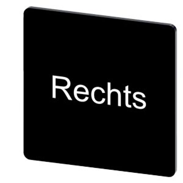 Labeling plate 27 x 27 mm, label black, labeling: Rechts image 1