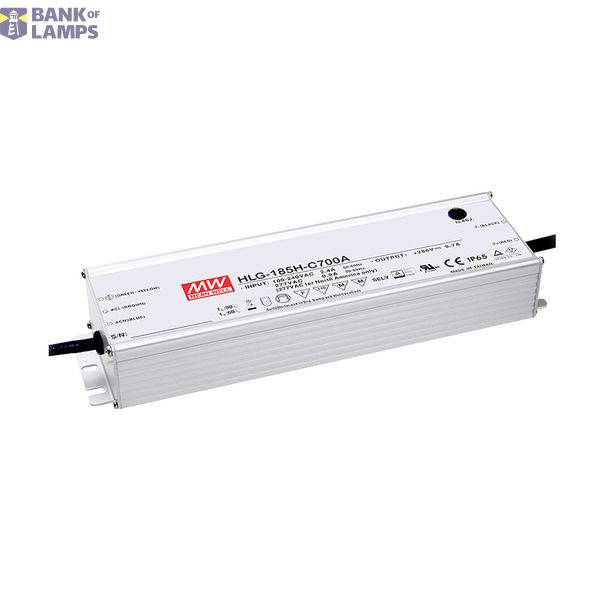 HLG-185H-C1050A LED driver, IP65 199W, 95-190V, 1050mA CC, MEAN WELL image 1