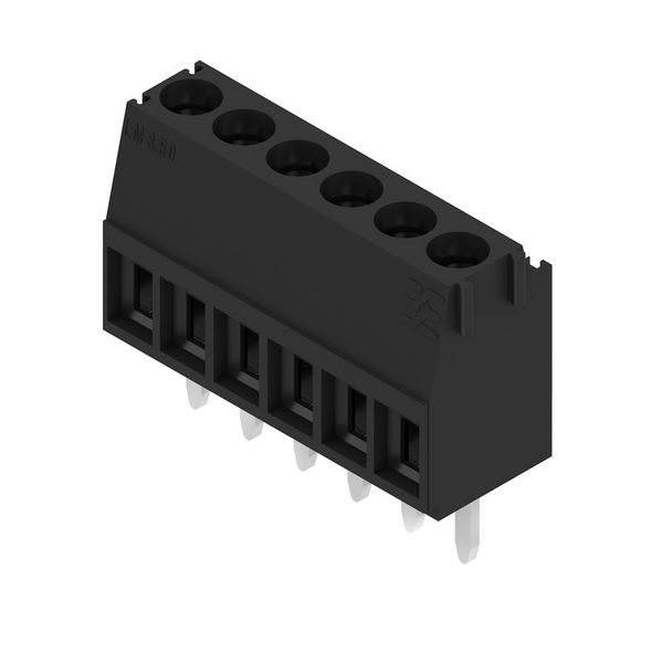Printed circuit board terminals, 3.50 mm, Number of poles: 6, 90°, Solder pin length (l): 4.5 mm, tinned, black, Clamping yoke connection, Clamping range, max. : 2.08 mm², Box image 3