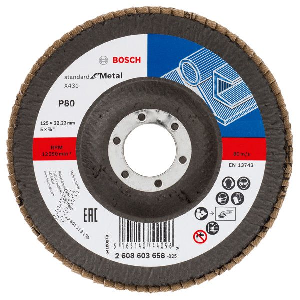 X431 flap disc, Standard for Metal 125 mm, 22.23 mm, 80 image 1