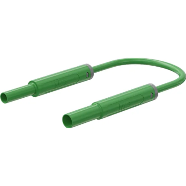 Safety measuring lead with (4 mm lamella plug, straight) to (4 mm socket, straight), 2 m, green, silicone, 1.0 mm², CAT IV, 66.1045-20025 image 1