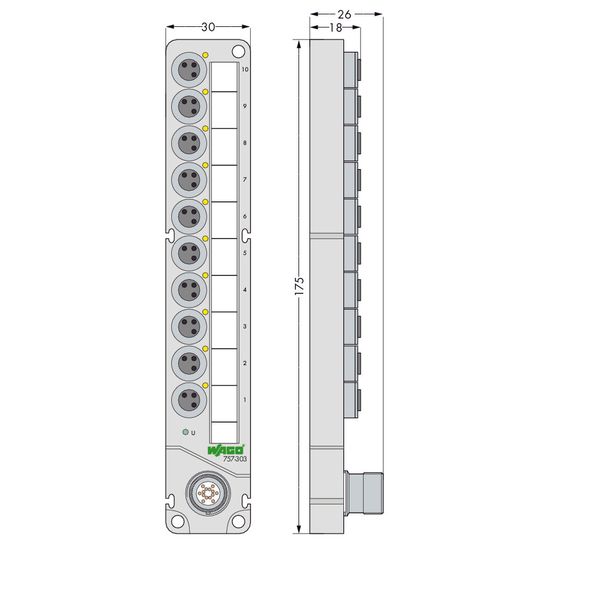 M8 sensor/actuator box 10-way 3-pole image 2