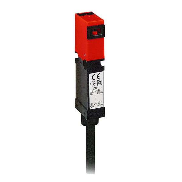 Plastic safety switch XCSMP - 1 NC + 1 NO - slow break - pre-cabled 10 m image 1