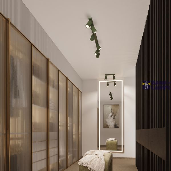 CYLINDRICAL CEILING LAMP OLIVE GREEN 40 CM CARBON VERTICAL PATTERN GU10 image 12