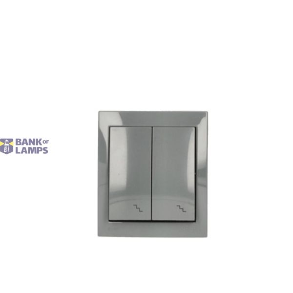 IP44 double two-way switch illuminated, IP44, 10AX, dark grey image 1