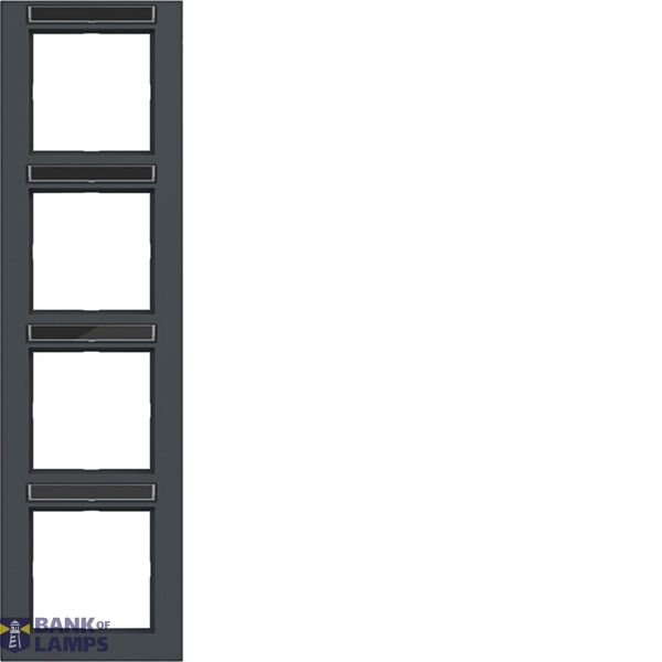 Cover frame 4-way vertical, text field, A.1, anthracite image 1