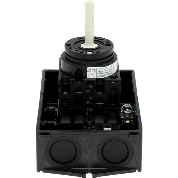 T0-3-15259/I1/SVB Main switch, T0, 20 A, surface mounting, 3 contact unit(s), 3 pole, 2 N/O, Emergency switching off function, With red rotary handle and yellow locking image 6