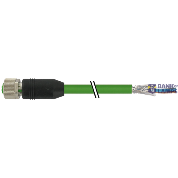 M12 female 0° D-cod. with cable shielded PUR 1x4xAWG22 gn 2m image 1