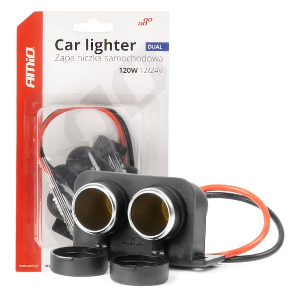 Double hermetic lighter socket 12/24V AMIO-04130 image 1