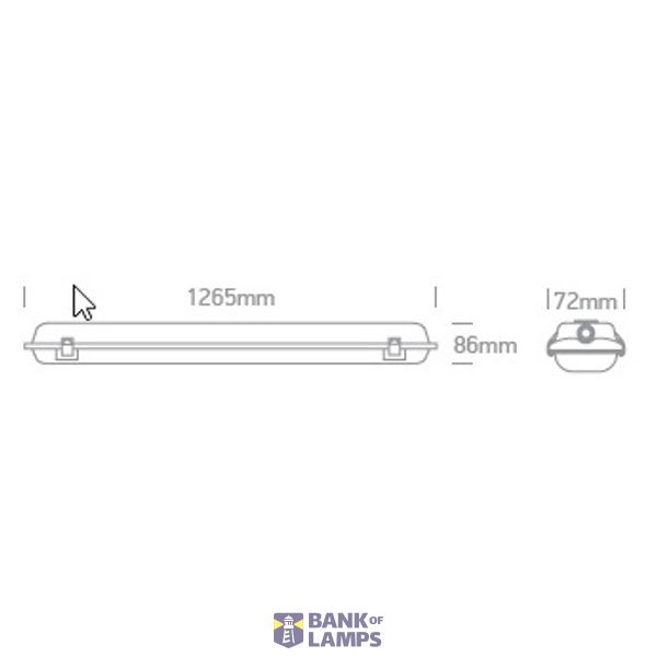 IP65 FOR 1xT8 LED TUBE 1200mm PC/PC image 2