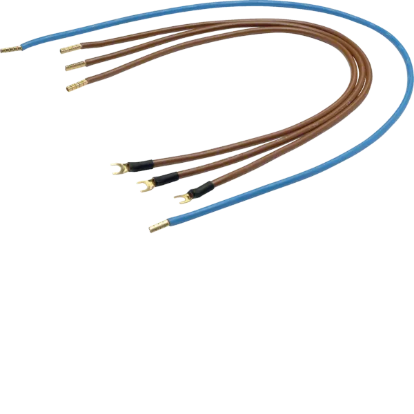 Outgoing wiring harness, 10mm², 4-p., fork cable lug, 3x brown, 1x blue, up to H=900mm image 1
