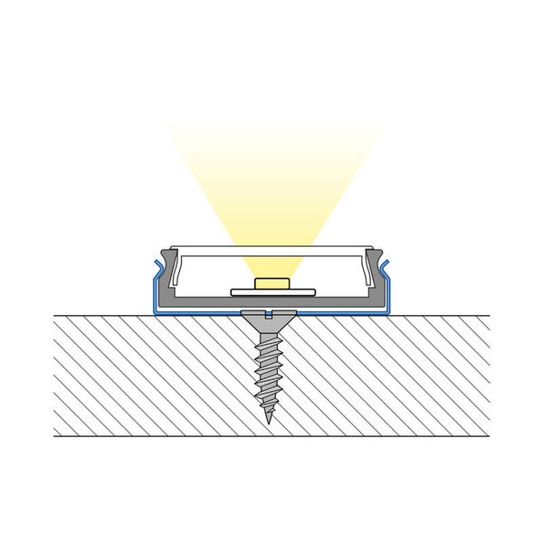 Attached aluminum profile PZ, 24x6 mm, White diffuser, complete, 1 m image 1