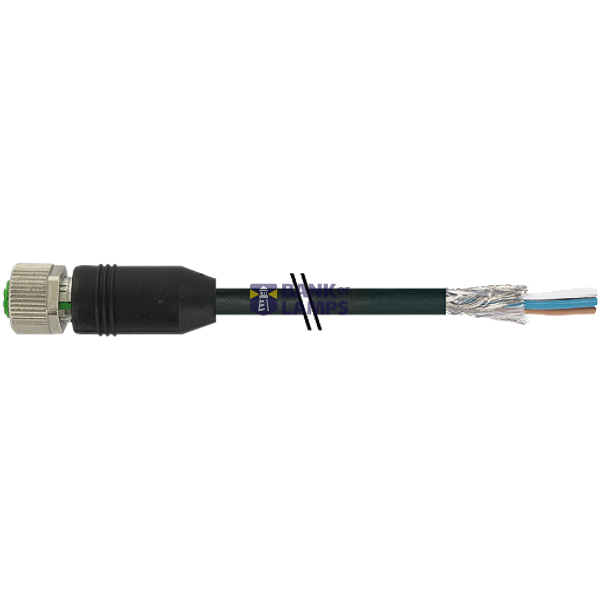 M12 female 0° A-cod. with cable shielded PUR 8x0.25 bk 8.0m image 2