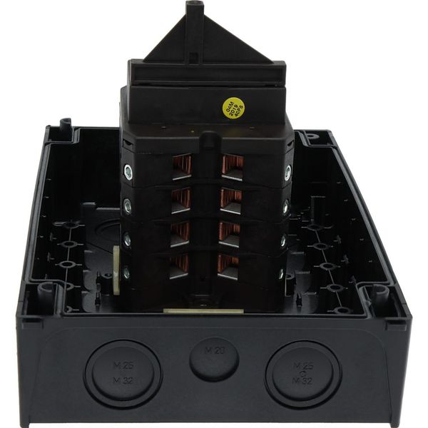 T5B-4-15682/I4/SVB Main switch, T5B, 63 A, surface mounting, 4 contact unit(s), 6 pole, 1 N/O, 1 N/C, Emergency switching off function, With red rotary handle and yellow image 18