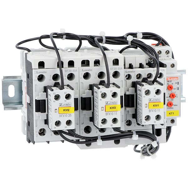 Completa star-delta starter, open frame, for starting time up to 12 seconds and a maximum of 30 operations/hour, max IEC operating current 60A. Coil voltage 24VAC 50/60Hz image 1