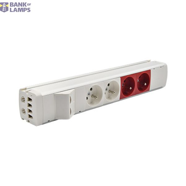 Standard power strip set: 2x250V type E+2x250V UPS+2xRJ45 plate with Keystone mounting, screw; white image 1
