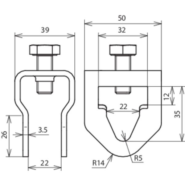 Single-screw term. clamp f. earth rods St/tZn D 20mm f. Rd 10mm Fl -30 image 2