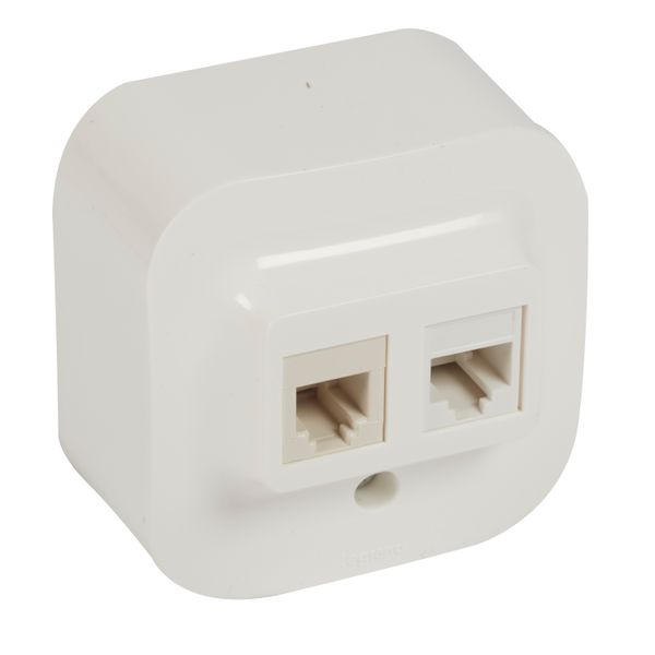 RJ11 + RJ45 socket Forix UTP category 5e surface mounting white image 1