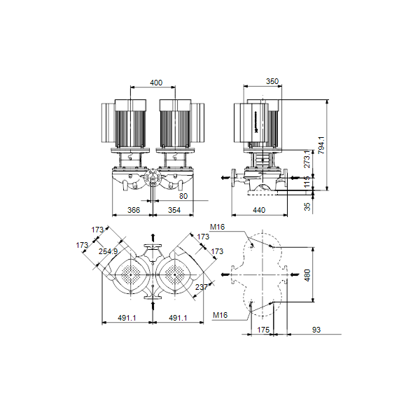 In-line circulator pump TPED 80-330/2-S-A-F-A-BQQE 3X400 50Hz image 3