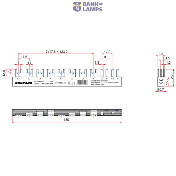 Busbar, 1xRCCB 4-pole, 1xMCB 3+N, 2xMCB 1+N/1 MW, 10MW,10mmý image 9