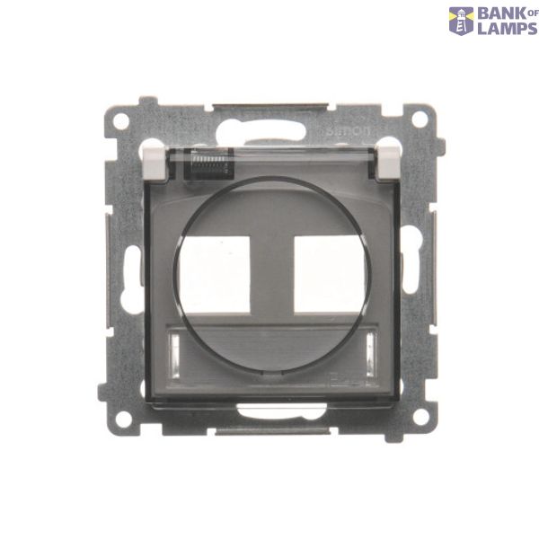 Double IP44 ITC socket cover for Keystone with descriptive field, (module), white image 1