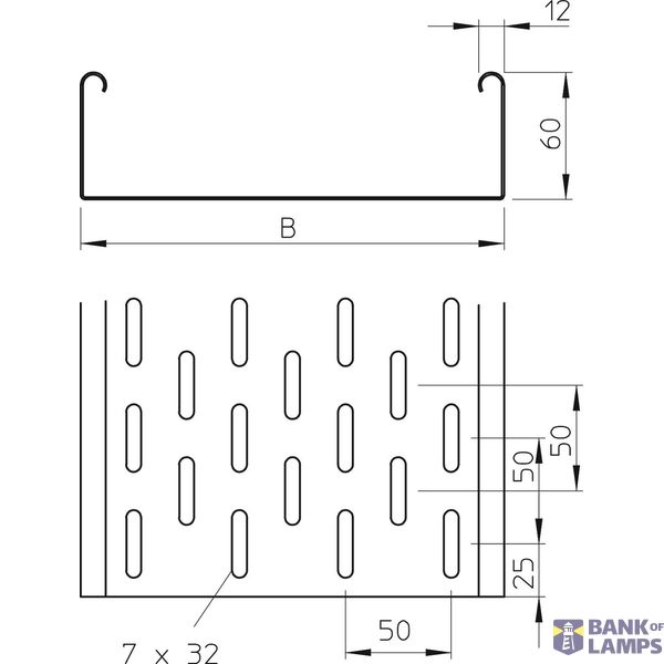 Cable tray MKS perforated 60x150x3000 Steel Hot-dip galvanised 85 µm z image 2
